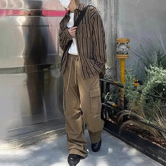 HEARUJOY  -  Spring and Autumn Fashion Loose Shirt Men's American Street Silhouette Retro College Style Handsome Y2K Long Sleeve Top Men