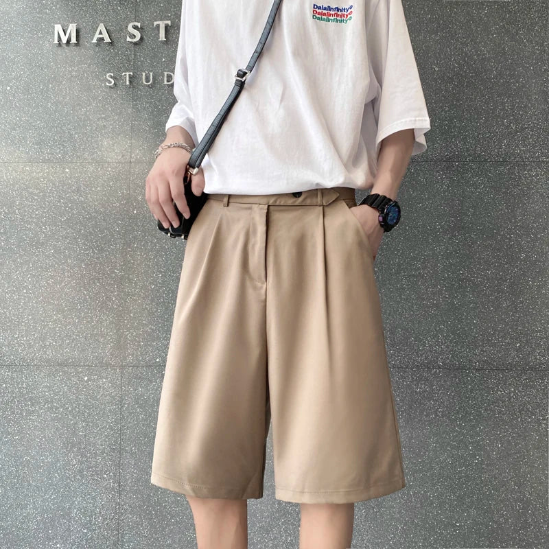 HEARUJOY  -  Summer Black Suit Shorts Men Fashion Social Mens Dress Shorts Korean Khaki Casual Suit Shorts Mens Office Formal Shorts M-2XL
