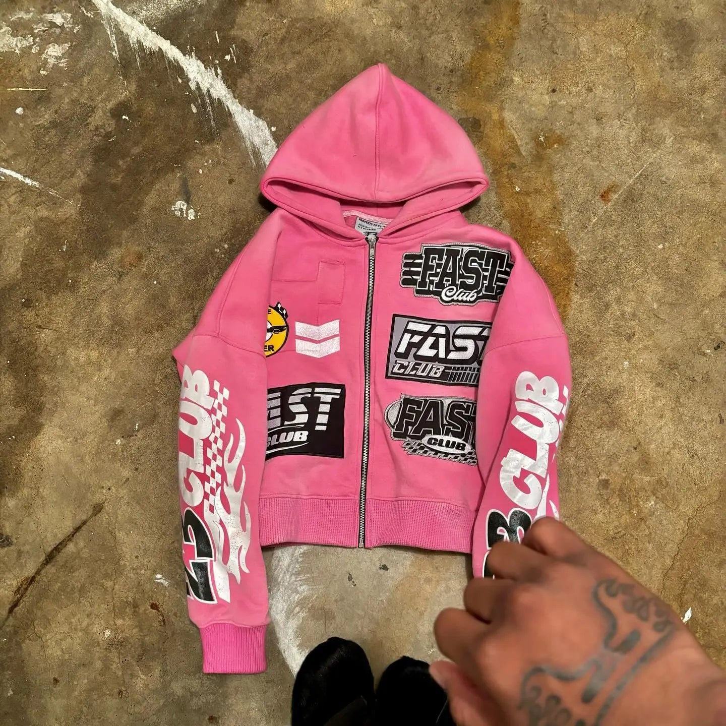 Hearujoy American pink sweatshirt zip up hoodie streetwear oversized 2000s harajuku new y2k tops casual hoodies tracksuit men clothing