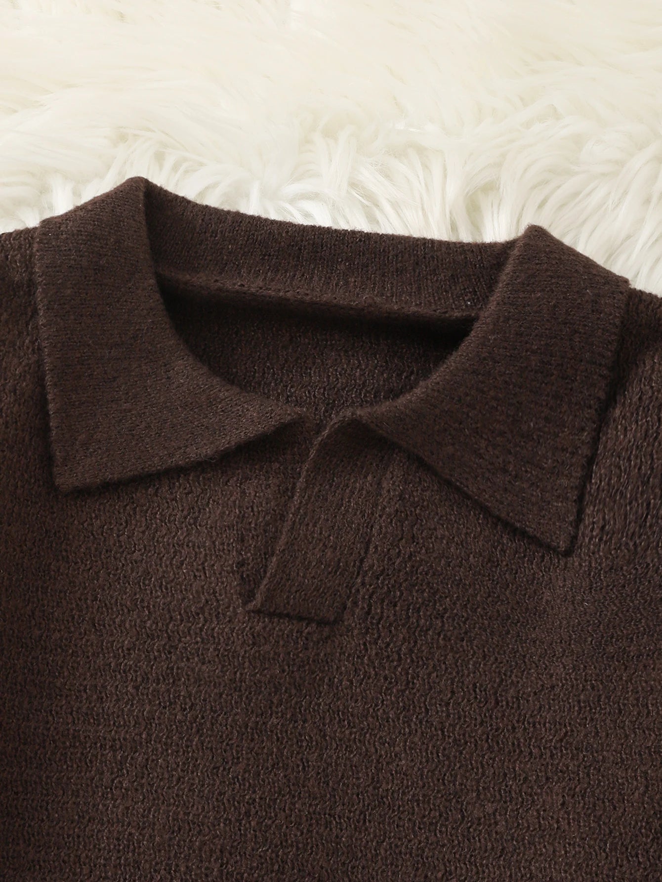 HEARUJOY  -  New Popular Autumn and Winter Pure Color Polo Collar V-Neck Pullover Sweater Casual Round Neck High-End Textured Knitted Men's Pullover