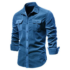 HEARUJOY  -  Men New Shirts Coats Shirt Coat Turn Down Collar Full Sleeve Button Single Breasted Slim Fit Casual Splice Regular Tops Autumn