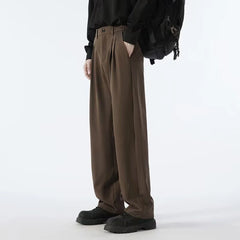HEARUJOY  -  Men's Straight Casual Trousers Hong Kong Style Retro Fashion Simple Loose Versatile Commuting Daily 2025 New Men's Clothing