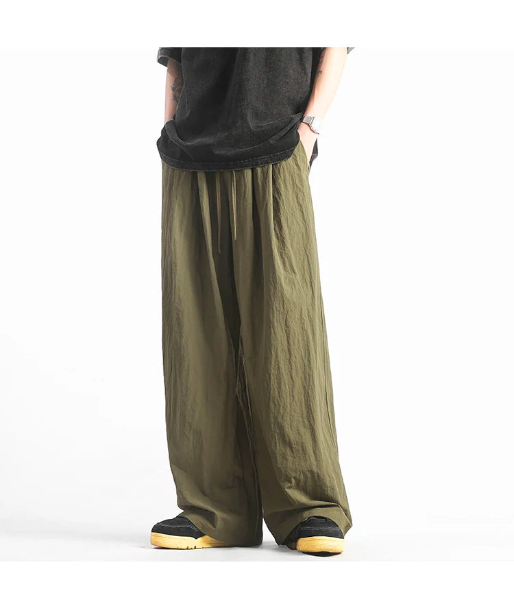 HEARUJOY  -  Y2K Men Streetwear Cargo Pants Korean Cotton Line Trousers Men Wide Leg Pants Solid Color Loose Joggers Baggy Harem Pants