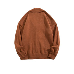 HEARUJOY  -  Autumn Winter Men Casual V-Neck Cardigan Sweaters Solid Color Long Sleeve Outerwear Single-breasted Male Loose Knitted Coats
