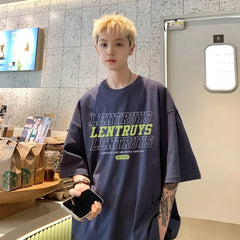 HEARUJOY  -  T Shirt Oversized Cotton For Men White 5XL Men's Letter Print T-shirts Male Casual Wear Summer Tee Shirts Unisex Big Size