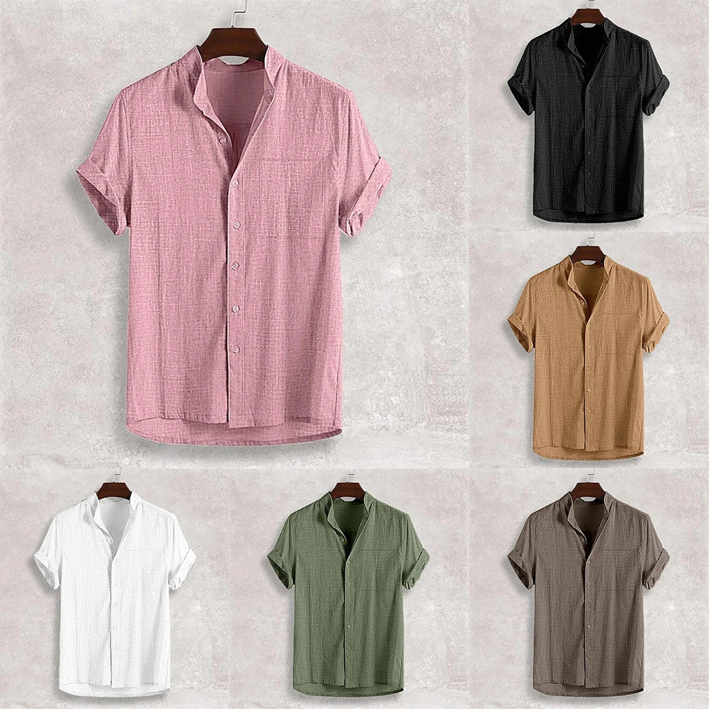 HEARUJOY  -  Comfy Fashion Hot New Stylish Men\'s Blouse Holiday Male Regular Slight Stretch Solid Color Summer Vacation Daily