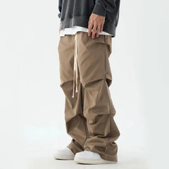 Hearujoy Baggy Cargo Pants Men Hip Hop Black Cargo Trousers Male Designer Parachute Khaki Loose Streetwear Pleated Cotton Casual