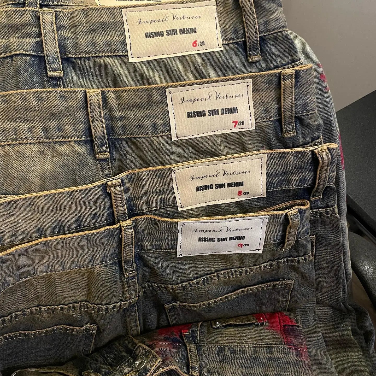 Hearujoy Y2K Fashion Red Print Grey Washed Baggy Jeans Men Women American Streets Harajuku Gothic Skateboard Pants Vintage Street Clothes
