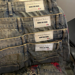 Hearujoy Y2K Fashion Red Print Grey Washed Baggy Jeans Men Women American Streets Harajuku Gothic Skateboard Pants Vintage Street Clothes