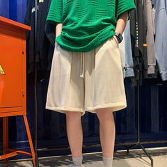 HEARUJOY  -  With Pockets Man Short Pants Baggy Wide Loose Shorts for Men Drawstring Xl Casual Xxl Hot Deals Korean Style Clothing Elastic