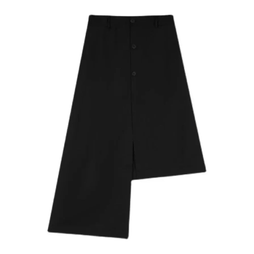 Hearujoy Mens Japanese Double-Layer Irregular Splicing Culottes 2023 New Necessities Couple Lazy Style Retro Loose Wide-Leg Pants Unisex