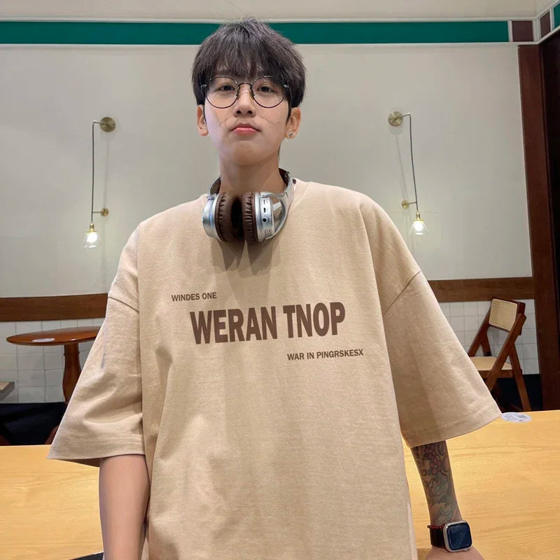 HEARUJOY  -  T Shirt Oversized Cotton For Men White Men's Letter Print T-shirts Men Casual Wear Summer Tee Shirts 5XL Big Size Clothing
