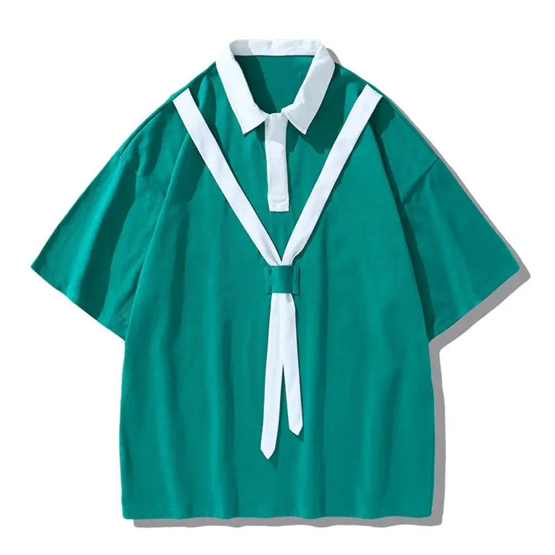 HEARUJOY  -  Polo Shirt Short-sleeved Men's Summer New Trendy Design Top Loose Half-sleeved Cotton T-shirt Men's T-shirt