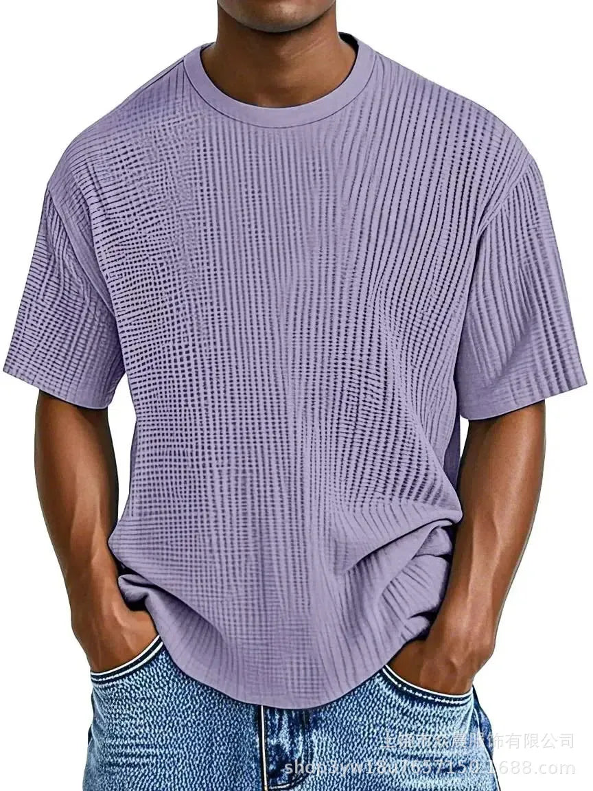 HEARUJOY  -  New Men's Summer Short-sleeved T-shirt, Casual and Versatile Round-neck Thin Top