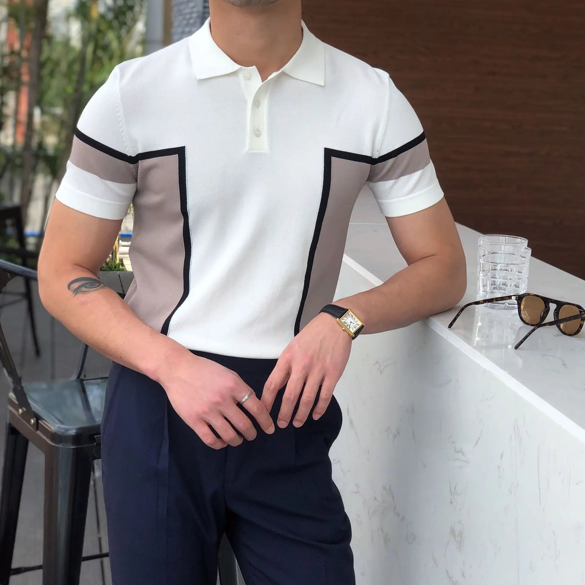 HEARUJOY  -  Summer Cotton Men Polo Shirt Business Casual Turn-down Collar Button-up Tees Fashion Flocking Tshirts Top Lce Silk Fabric Blouse