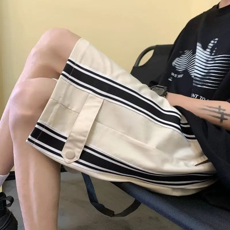 HEARUJOY  -  Fashionable Side Striped Sports Shorts Men's Loose Mid-trousers Handsome Straight Five-point Pants