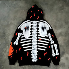 Hearujoy Harajuku Punk Style Fashion Hoodies Women Brand Flame Skulls Print Hoodie Digital Print Streetwear Clothing Sweatshirts Y2k Tops