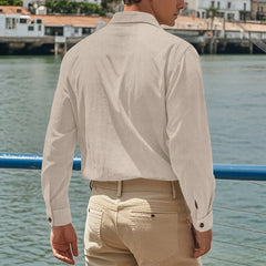 HEARUJOY  -  Men New Cardigan Single Breasted Shirts Turn Down Collar Casual Shirts Blouses Solid Spliced Button Pockets Loose Spring 2025