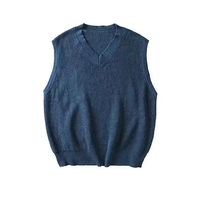 HEARUJOY  -  Men's Clothing Sleeveless Vest Blue Waistcoat Knit Sweater Male V Neck Red Thick Winter Sheap High Quality Replica Street Ugly A