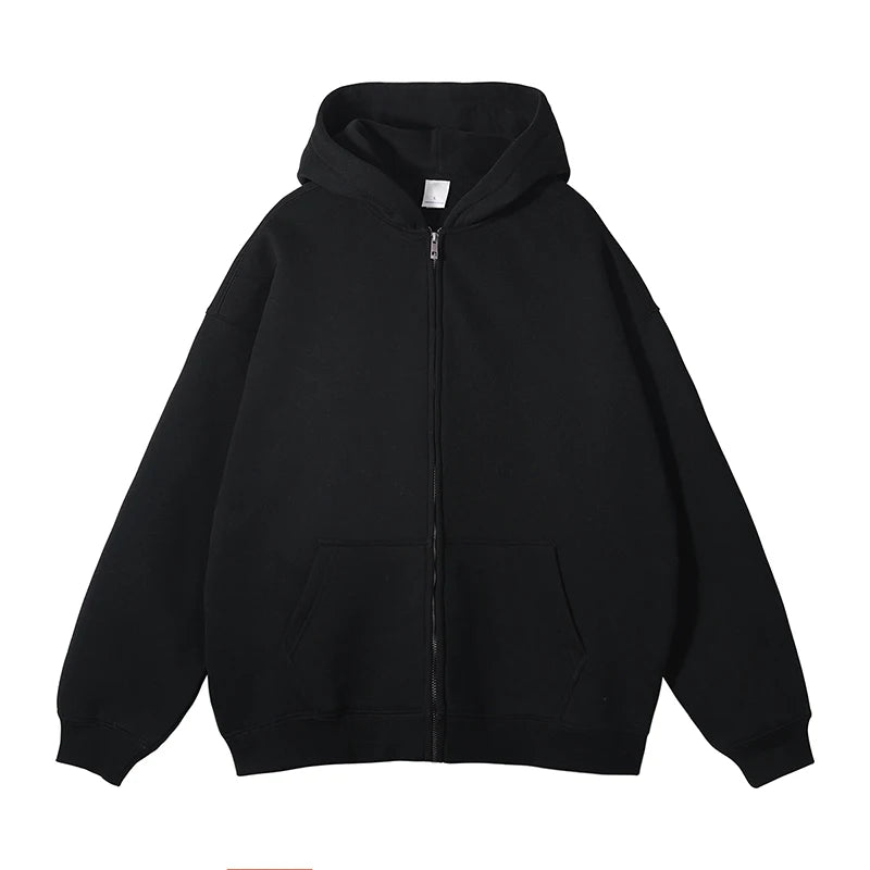 HEARUJOY  -  New Men's Hoodies Sweatshirts Zipper Hoodie Solid Color Hip Hop Mens Hooded Jacket Loose Track Hoodie Jacket Coat Streetwear