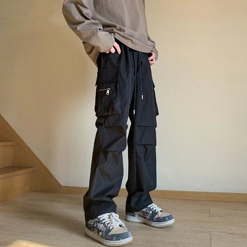 HEARUJOY  -  Spring Summer Multi Pocket Straight Cargo Pants for Men Designer Techwear Korean Style Luxury New in Casual Baggy Trousers Man
