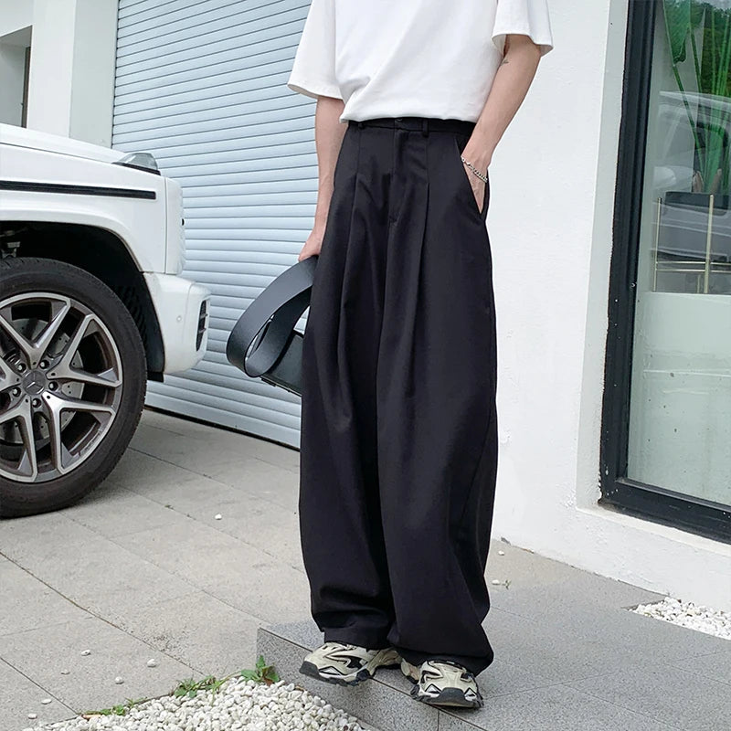 HEARUJOY  -  Black Suit Pants Men Oversized Fashion Social Mens Dress Pants Korean Loose Wide Leg Pants Mens Office Formal Trousers M-3XL