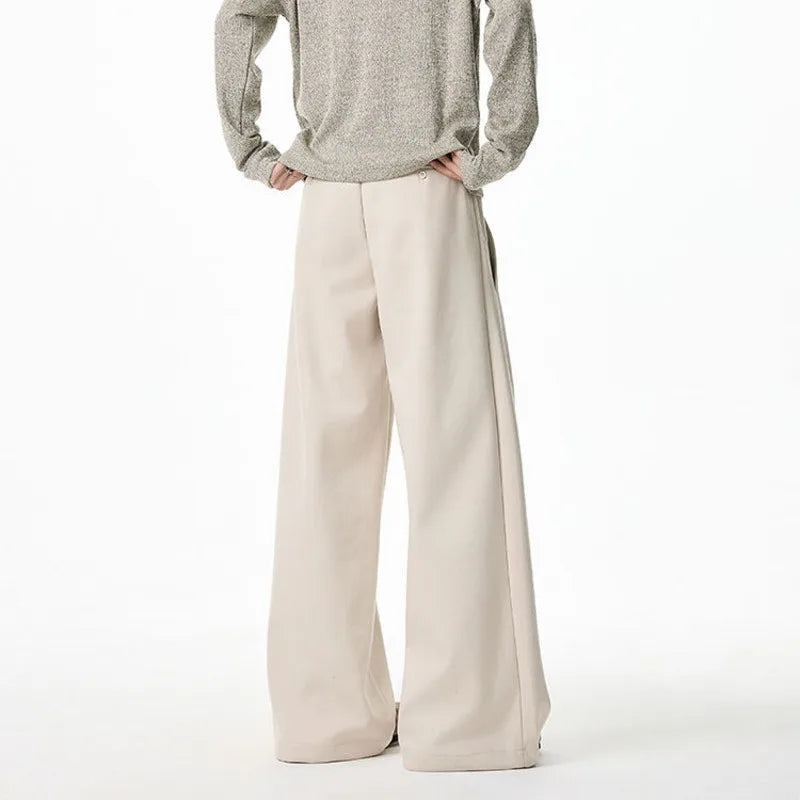 HEARUJOY  -  Apricot Suit Pants Men Society Mens Black Dress Pants Korean Loose Wide Leg Pants Mens Office Formal Trousers Large Size 4XL