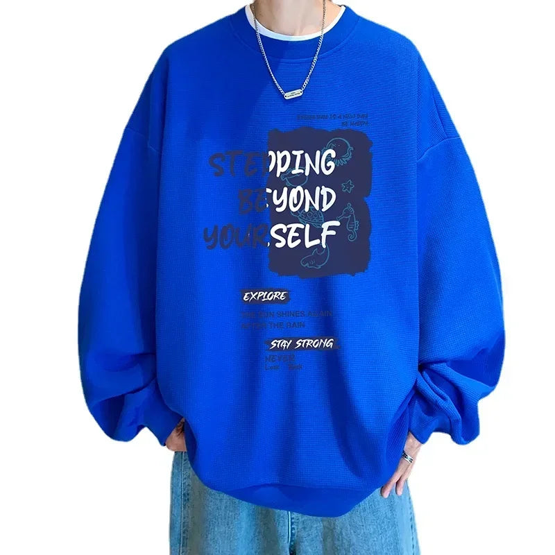 HEARUJOY  -  Funny Men's Oversized Hoodie White Walf Checks Hoodies for Men Fashion Letter Print 5XL Man Casual Wear Hoody Male Sweatshirt