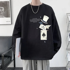 HEARUJOY  -  Men's Cotton Plain T-shirts Full Sleeves White Fashion Mens Oversized T Shirt 5XL Casual Wear Magic Print Tee Shirts for Men