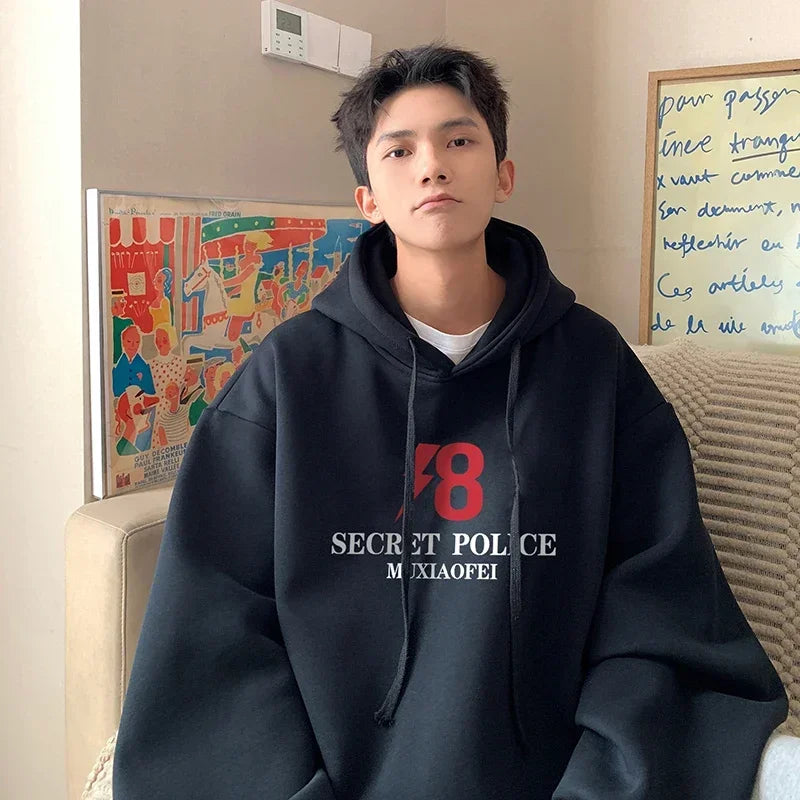 HEARUJOY  -  Men's Oversized Hoodie Black With Hat 5XL Unisex Hoodies Oversize for Men Letter Print Man Casual Wear Hoody Male Sweatshirt