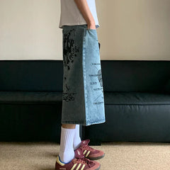 Hearujoy American Style Streetwear Denim Men's Shorts Loose Calf-Length Jeans Vintage Fashion Trend Male Summer 24E1081