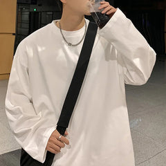 HEARUJOY  -  Casual Spring Autumn Shirt 5XL Black Thin Casual Tops Solid Color T-Shirt Regular Length Shirt Daily Wear Shirt