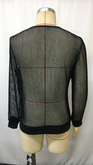 HEARUJOY  -  Men's Transparent Mesh Shirt V-Neck Long Sleeve Casual Loose Fit Breathable Summer Top Trendy Streetwear Fashion