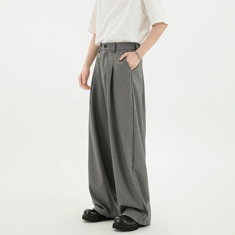 HEARUJOY  -  Black Suit Pants Men Oversized Fashion Society Mens Dress Trousers Korean Loose Wide Leg Pants Mens Office Formal Trousers
