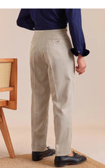HEARUJOY  -  Italian Style Imitation Linen Naples Trousers Men's Double Pleated Gentleman Casual Business Men's Suit Pants Mens Formal Pants
