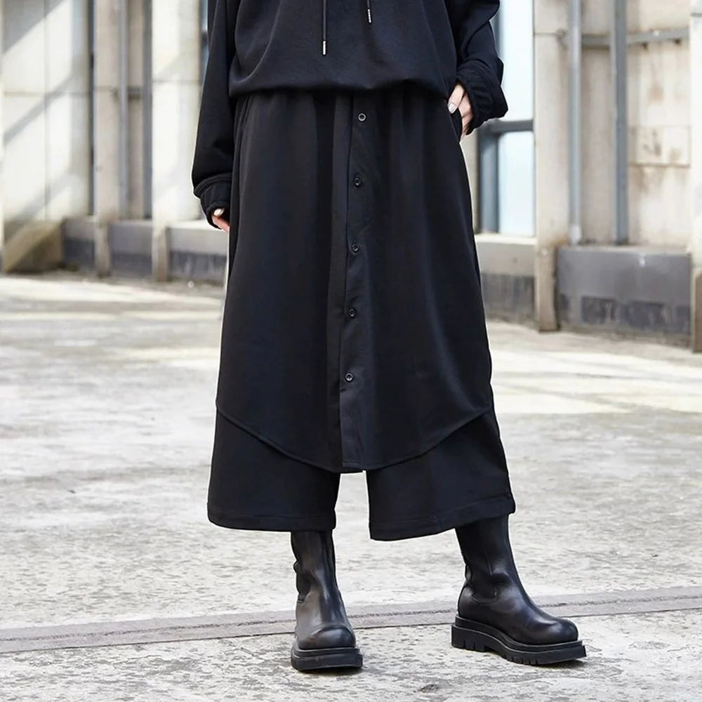HEARUJOY  -  Y2k Samurai Pants Hakama Button Stitching Design Casual Pants Genderless Spring Streetwear Fashion Niche Trend Pants Unisex