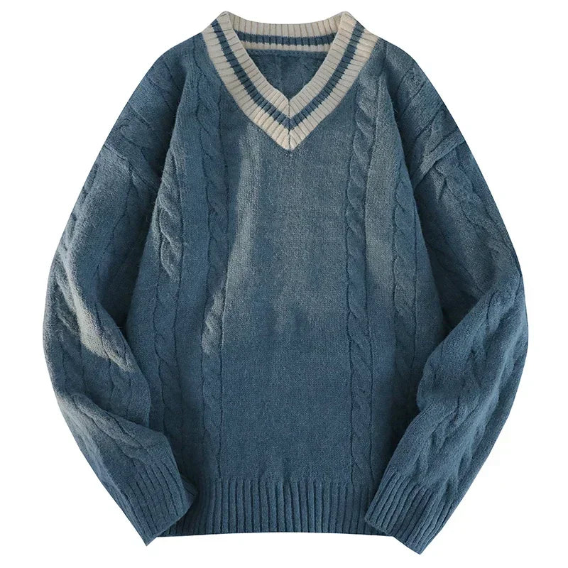 HEARUJOY  -  Men's New Autumn and Winter Sweater Base Shirt Men's V-neck Design All Comfortable Lazy Wind Warm Can Wear Sweater Men