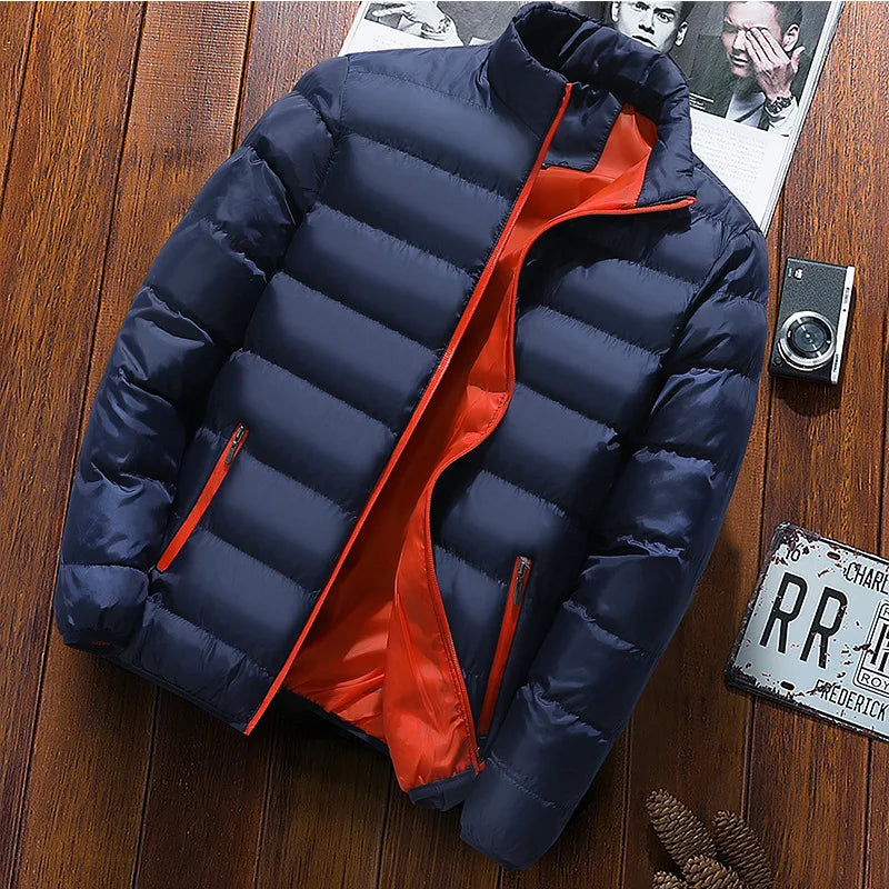 HEARUJOY  -  Thickened Cotton Coat Men's Stand-up Collar Zipper Cardigan Coat Outdoor Jacket Casual Warm