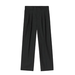 Hearujoy Korean Style Men's Suit Pants Droop Business Casual Straight Wide Leg Zippers Solid Color Male Trousers Summer 9C6576