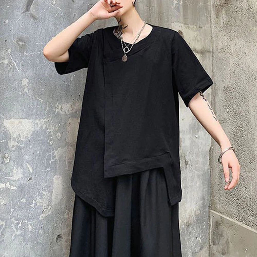 HEARUJOY  -  XS-4XL Mens T-Shirt Irregular Dark Style Cotton T-Shirt Summer Streetwear Y2k Fashion Campus Trend Top Men'S Clothing 2025 New
