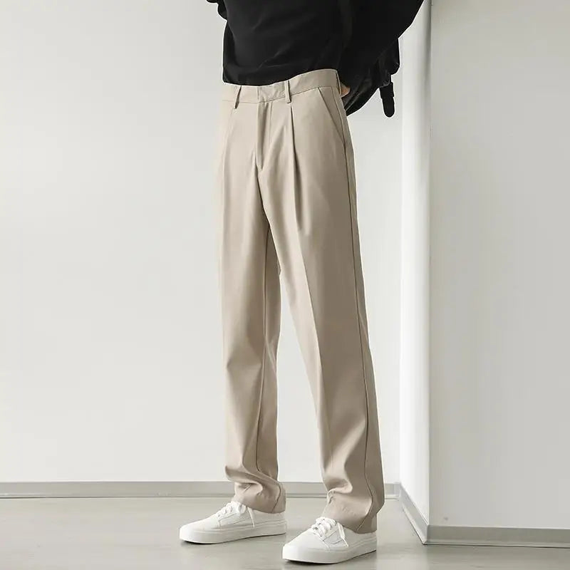 HEARUJOY  -  New Casual Suit Pants Men's Net Version Straight Loose Trousers Trendy Brand