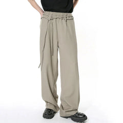 Hearujoy Menwear Simple Trousers Niche Double Belt Design Hanging Casual Loose Pants Summer Men's Fashion Trend 9C4392