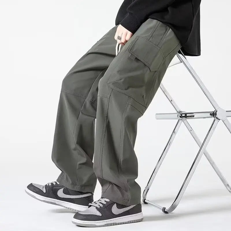 HEARUJOY  -  Men's Black Pants New Cargo Pants Men's Loose Straight Oversize Clothing Fashion Jogger Harem Trousers Man Casual Sweatpants