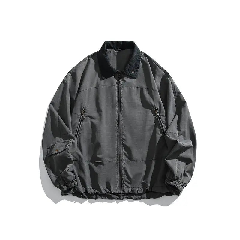 HEARUJOY  -  Japanese Retro Spring/Fall Outdoor Workwear Jacket Men's Quick-Dry Lapel Utility Coat Oversized Pilot Jacket with Multi-Pockets