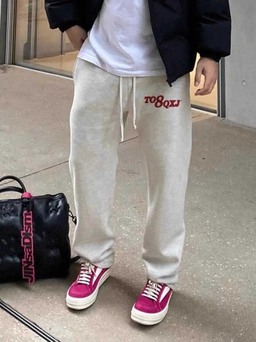 HEARUJOY  -  American Retro Trendy Sports Simple Style Straight Men Casual Loose Trousers Versatile Wide Legs