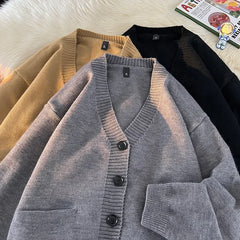 HEARUJOY  -  Autumn Winter New Korean Fashion Trend Versatile Casual Cardigan V-neck Sweater Men's Jacquard Comfortable Breathable Jacket