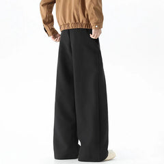 HEARUJOY  -  Beige Suit Pants Men Oversized Fashion Society Mens Dress Pants Korean Loose Wide Leg Pants Mens Office Formal Black Trousers