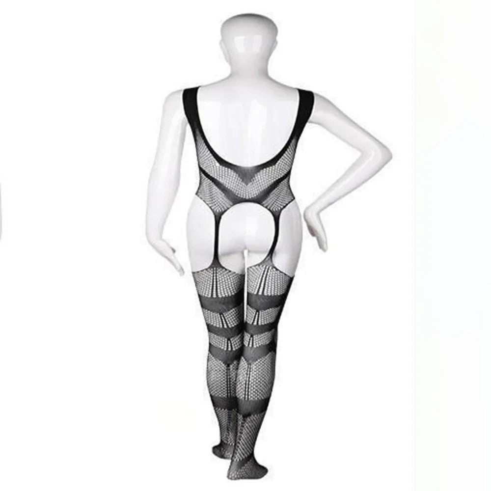 Hearujoy Mens Ultra-thin Black Lingerie Men's Sexy Transparent Mesh Lace Jumpsuit Set See Through Vest Stockings Tights Onesie