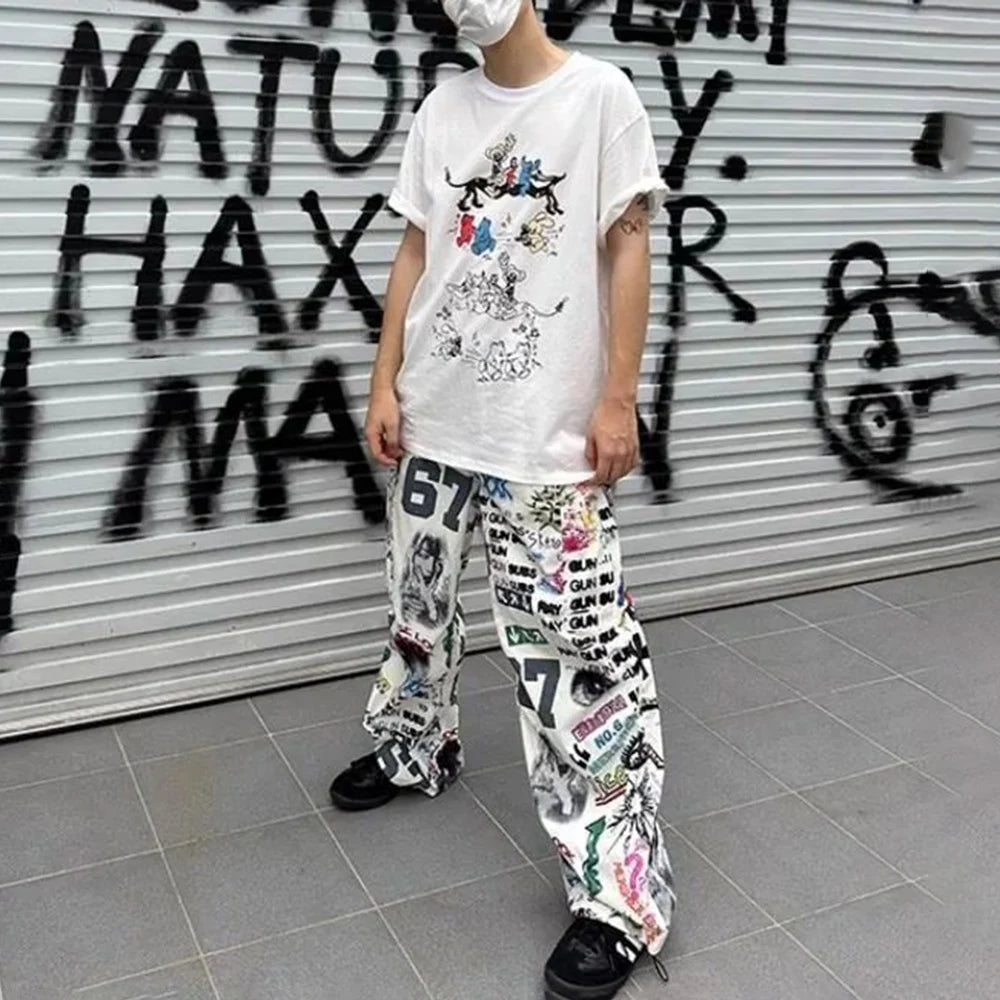 Hearujoy Y2k Mens Streetwear American Design Camouflage Overalls Mens Harajuku Retro Hip-Hop Falling Loose Casual Wide-Leg Pants