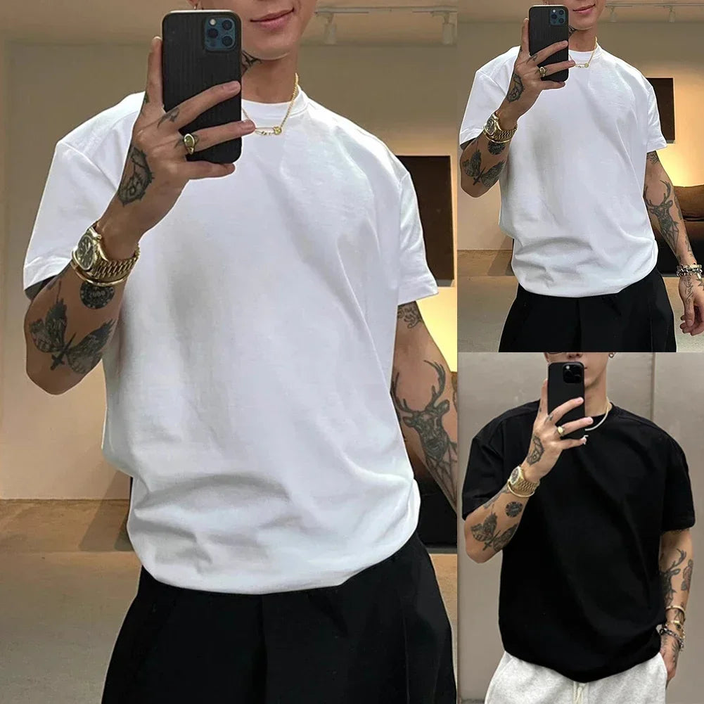 HEARUJOY  -  Daily Casual Wear Casual Tops Fashionable T-Shirt Fashion Casual Tops Men Casual Polyester Fabric Slight Stretch Suit For Summer